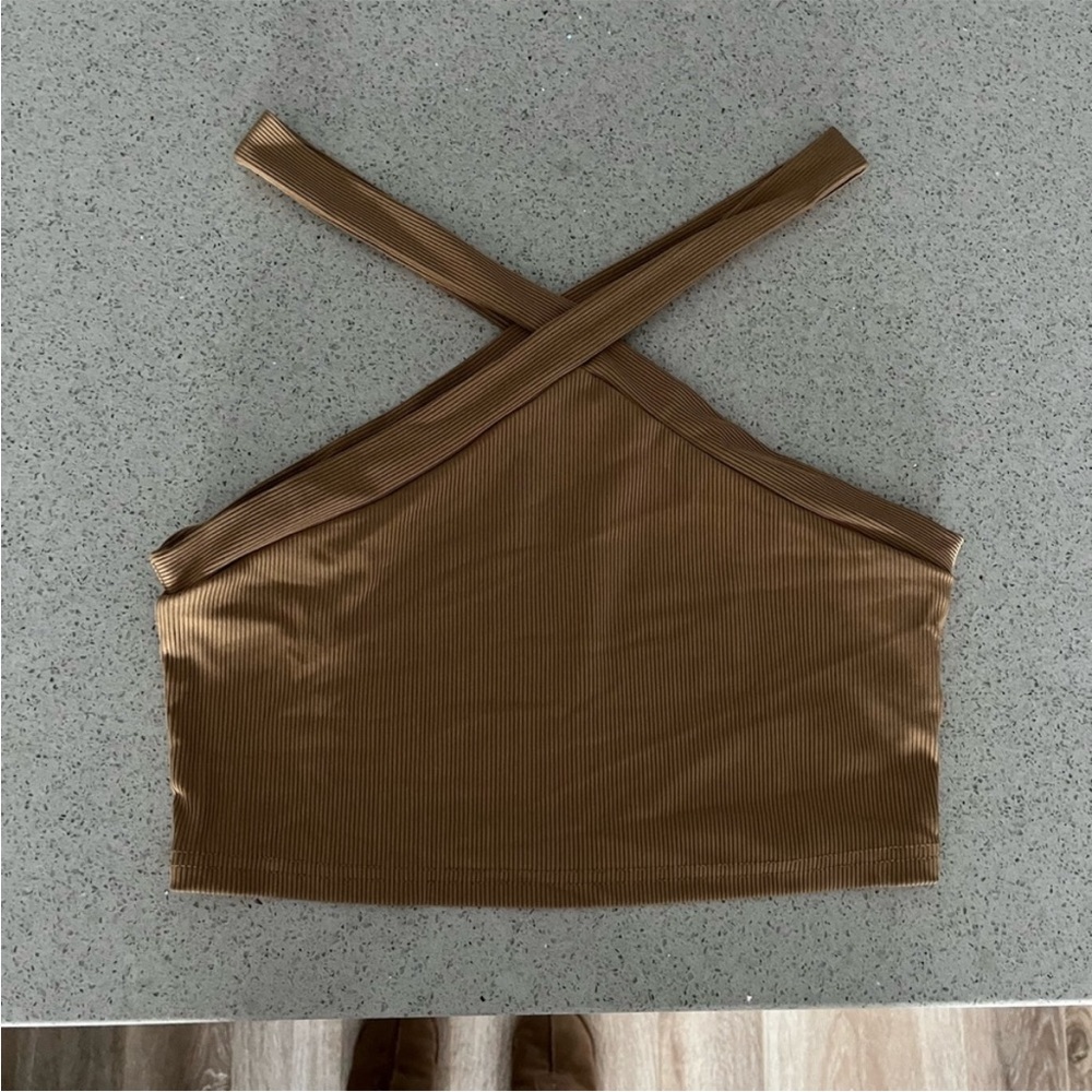 Shein cropped criss cross tank